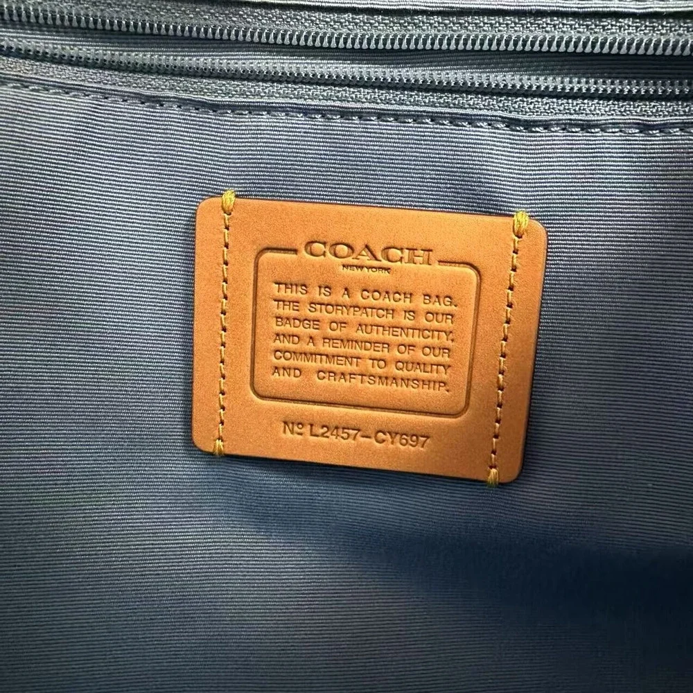 Coach Laurel Large Shoulder Bag Crossbody Signature Gold Denim NWT CY697 - Picture 8 of 11